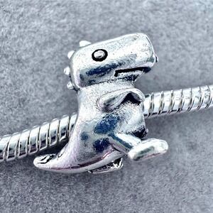Silver T-Rex Dinosaur Charm Bead fits PANDORA